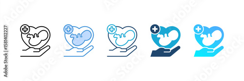 Pediatrics icon set multiple style collection
