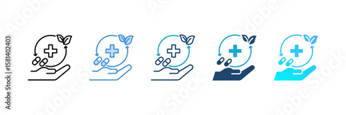 Alternative Medicine icon set multiple style collection