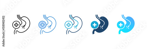Endoscopy Center icon set multiple style collection