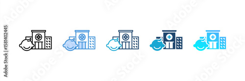 Children Hospital icon set multiple style collection