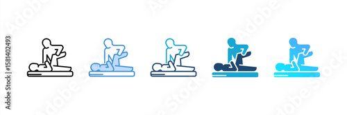 Osteopathy icon set multiple style collection