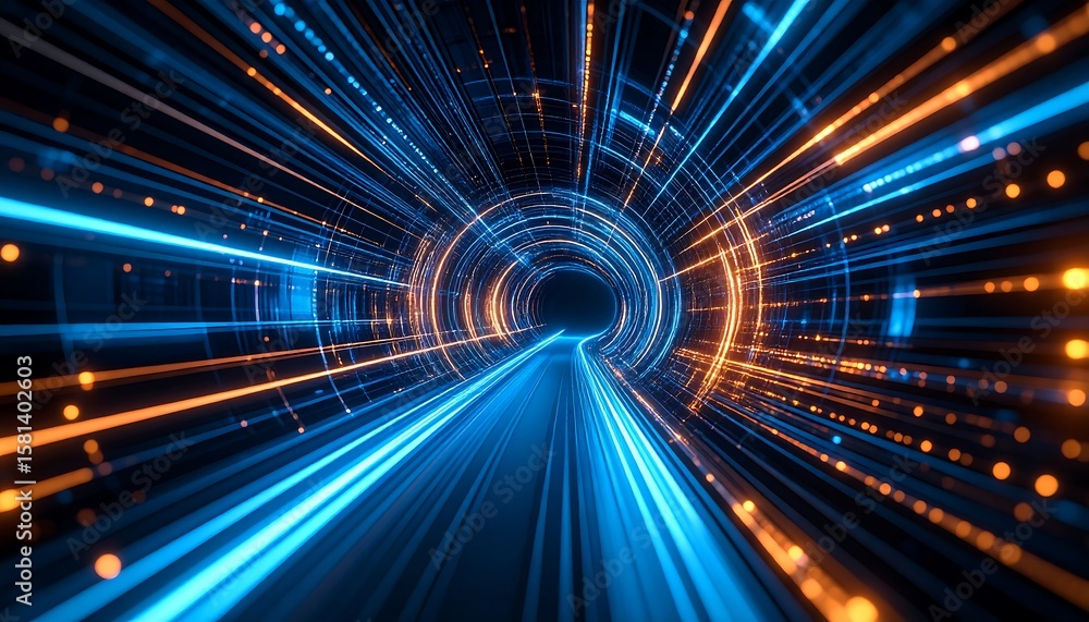 Obraz premium Abstract tunnel with vibrant light streaks