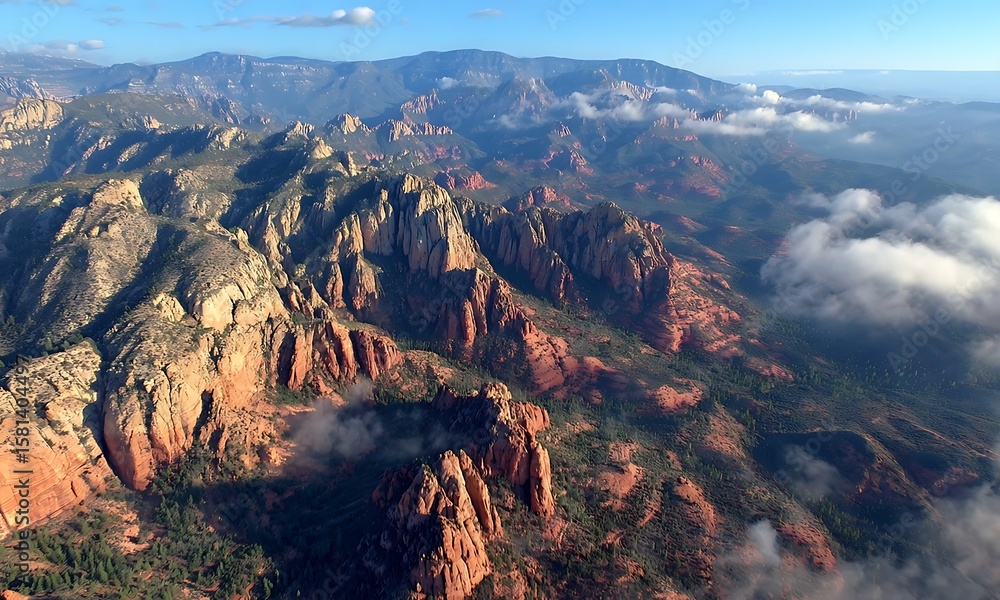 Obraz premium Arizona Landscape Aerial View Mountains Clouds