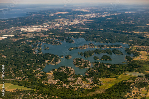 Aerial photo of pacific northwest lake