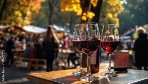 Autumnal Wine Tasting at a Festive Market