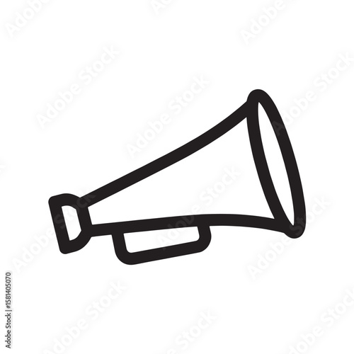 Simple line drawing of a megaphone, angled, ready to announce.