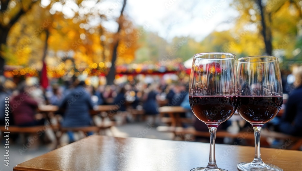 Autumnal Wine Tasting at a Festive Outdoor Market Autumnal Wine Tasting at a Festive Outdoor Market