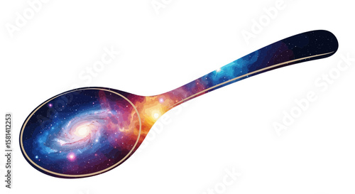 Vector spoon with galaxy design kitchenware space themed utensil cosmic kitchen decor celestial spoon art print