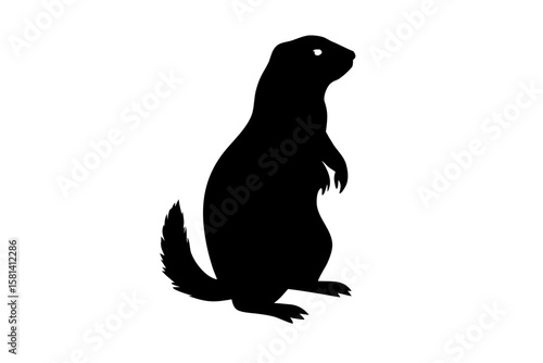Standing prairie dog animal black silhouette vector illustration
