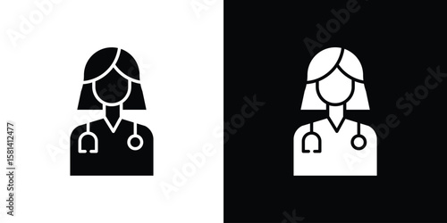 Woman Doctor icon Vector clipArt Illustrations in flat style