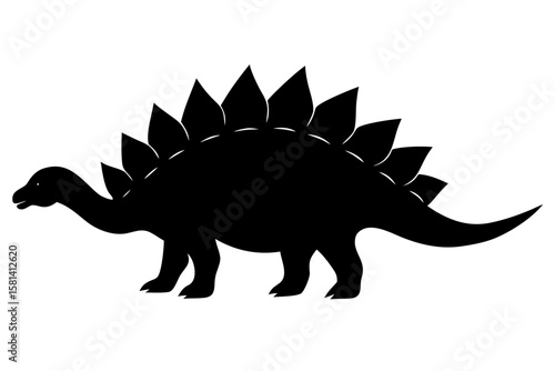 Stegosaurus dinosaur black shape prehistoric animal silhouette vector illustration
