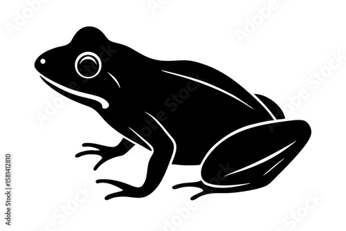 Simple black frog amphibian animal wildlife silhouette vector illustration