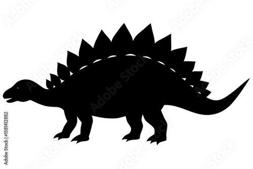 Stegosaurus dinosaur black shape animal silhouette vector illustration