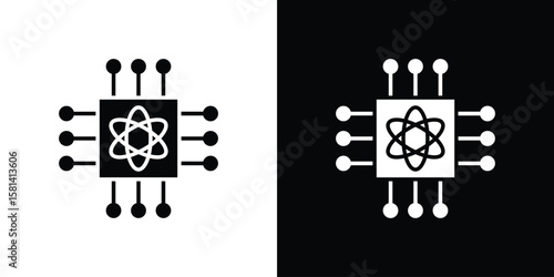 Quantum computing icon Vector clipArt Illustrations in flat style