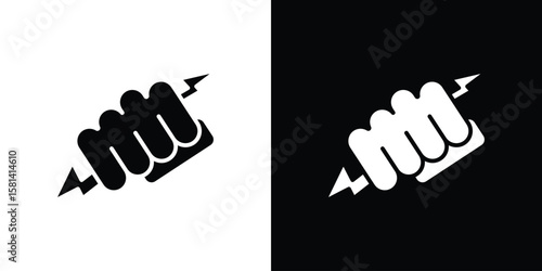 Hand with Power icon Vector clipArt Illustrations in flat style