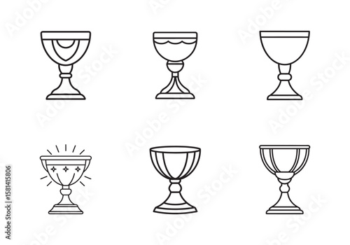 set of chalice icon line art vector illustration