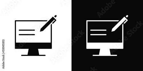 Blended learning icon Vector clipArt Illustrations in flat style