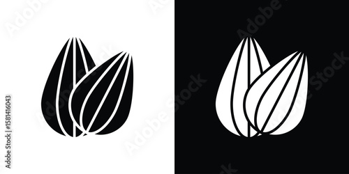 Almond icon Vector clipArt Illustrations in flat style