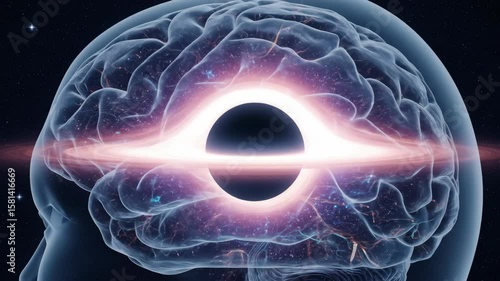 Black Hole Inside A Transparent Human Brain