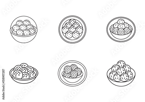 meatballs icon line art vector illustration