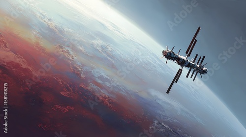 Fototapeta Naklejka Na Ścianę i Meble -  Space Station Orbiting Earth