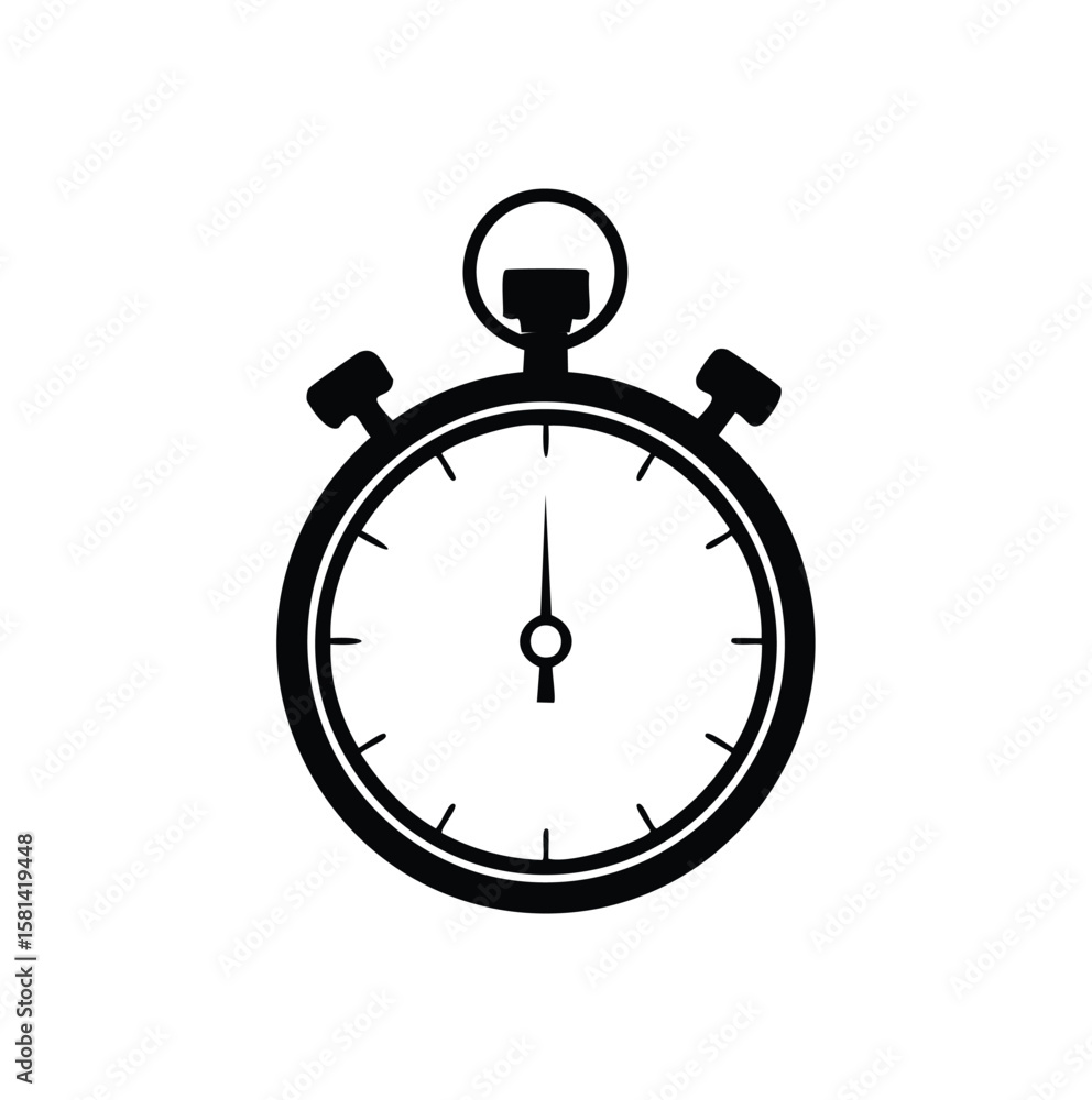 Black stopwatch with circular dial and two buttons timer clock Black stopwatch with circular dial and two buttons timer clock
