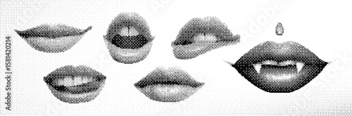 Lip Expressions A Study in Fangs and Mouth Shapes in style y2k brutalism 