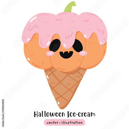 Spooky ice cream Halloween cute ice cream hand draw illustration vector