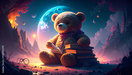 Teddy Bear Reading Nook. Teddy Bear Concept. Generated Image