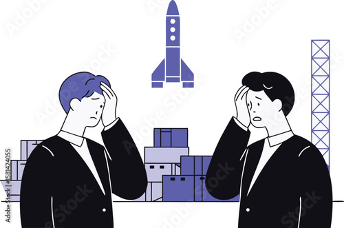 Frustrated person facing a startup problem or significant nuisance that is preventing them from beginning their work or task with a distressed expression