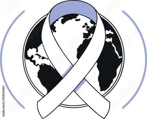 Global conservation emblem featuring a stylized earth embraced by a supportive ribbon symbolizing protection and care for our planet