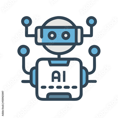 AI Robot Icon Illustration: Futuristic Technology and Artificial Intelligence Concepts