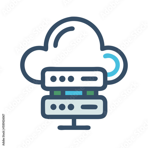 Cloud Computing Server Icon: Data Storage, Network Technology, and IT Solutions