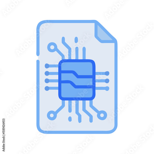 Digital Document with Integrated Microchip Illustration for Technology Applications