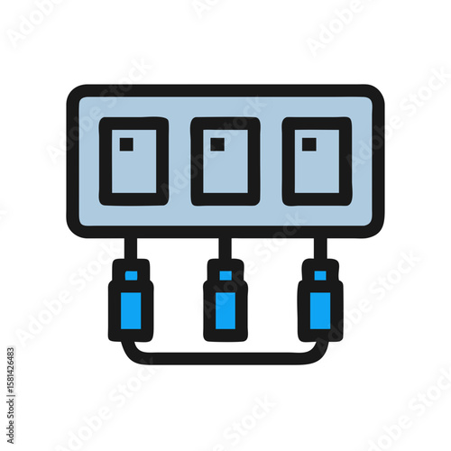 Patch Panel Vector Illustration, Network Connection, Data Distribution, Server Equipment