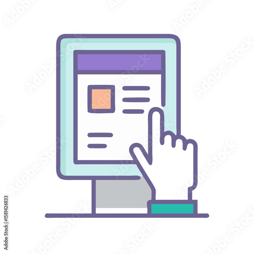 Interactive Kiosk with Touchscreen: Icon Illustration of Digital Technology