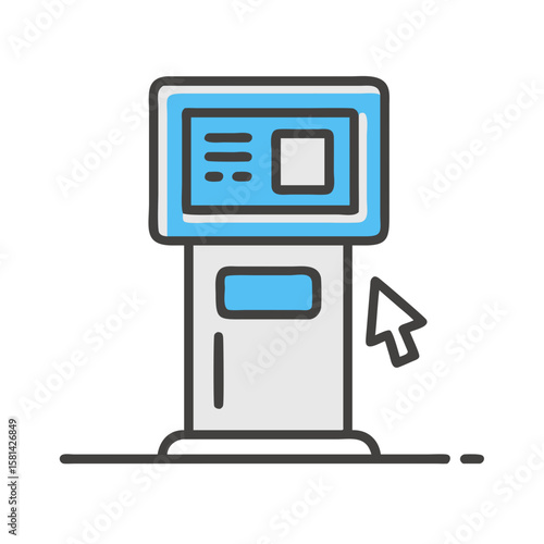 Interactive Kiosk Vector Icon: Self-Service, Information, and Technology Concept