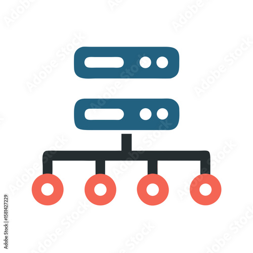 Server Network Icon: Connection, Data Transfer, and Infrastructure Illustration