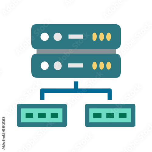 Server Network Infrastructure: Database Hosting, Data Storage, and Connection Icon