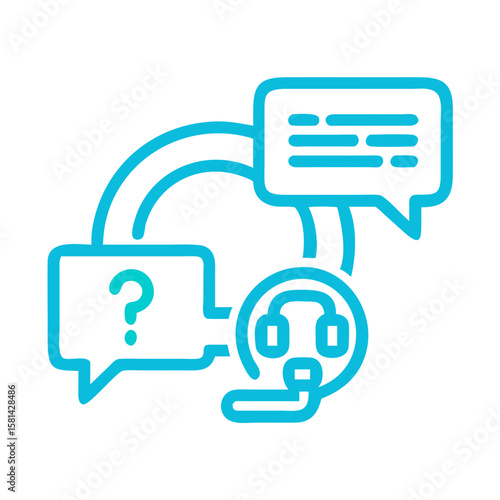 Customer Service Chat Icon, Support, Help, Question, Answer, and Communication