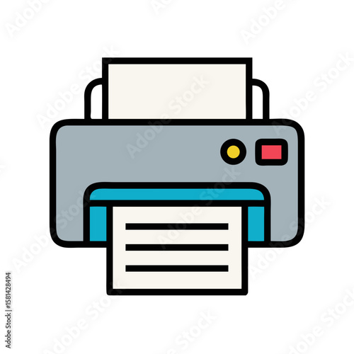 Modern Flat Design Printer Icon - Printing Documents Symbol