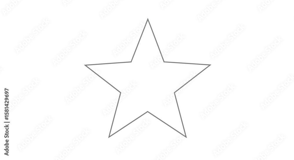 Fototapeta premium Simple Gray Star Outline with Five Points on White Background.