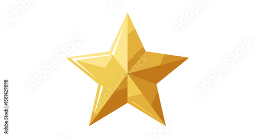 Golden Five-Pointed Star with Textured Surface and Geometric Design.
