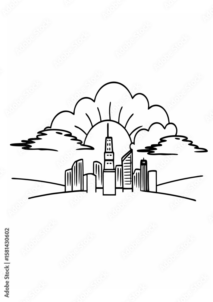 Obraz premium Futuristic City Vector Scene