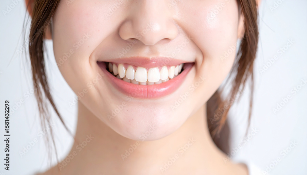 Obraz premium 白い歯の若い女性