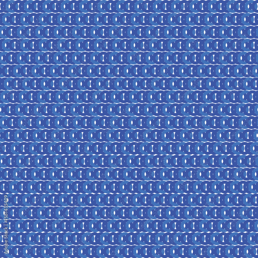 Fototapeta premium The texture consists of blue rings that form horizontal chains.