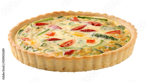 Baked Vegetable Quiche in Fluted Pastry Crust with Golden Edges


