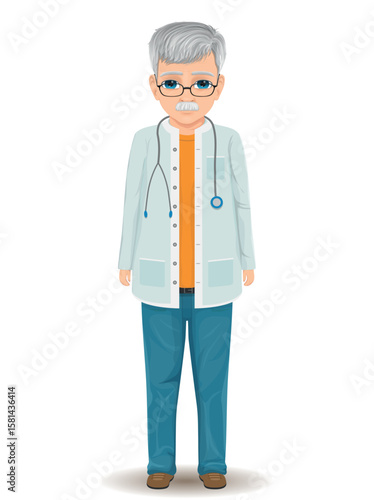 old male doctor standing waiting