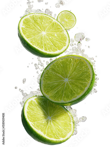 Citrus lime slices on transparent background

