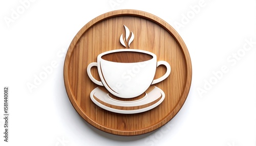 A 3D wooden coffee cup sign